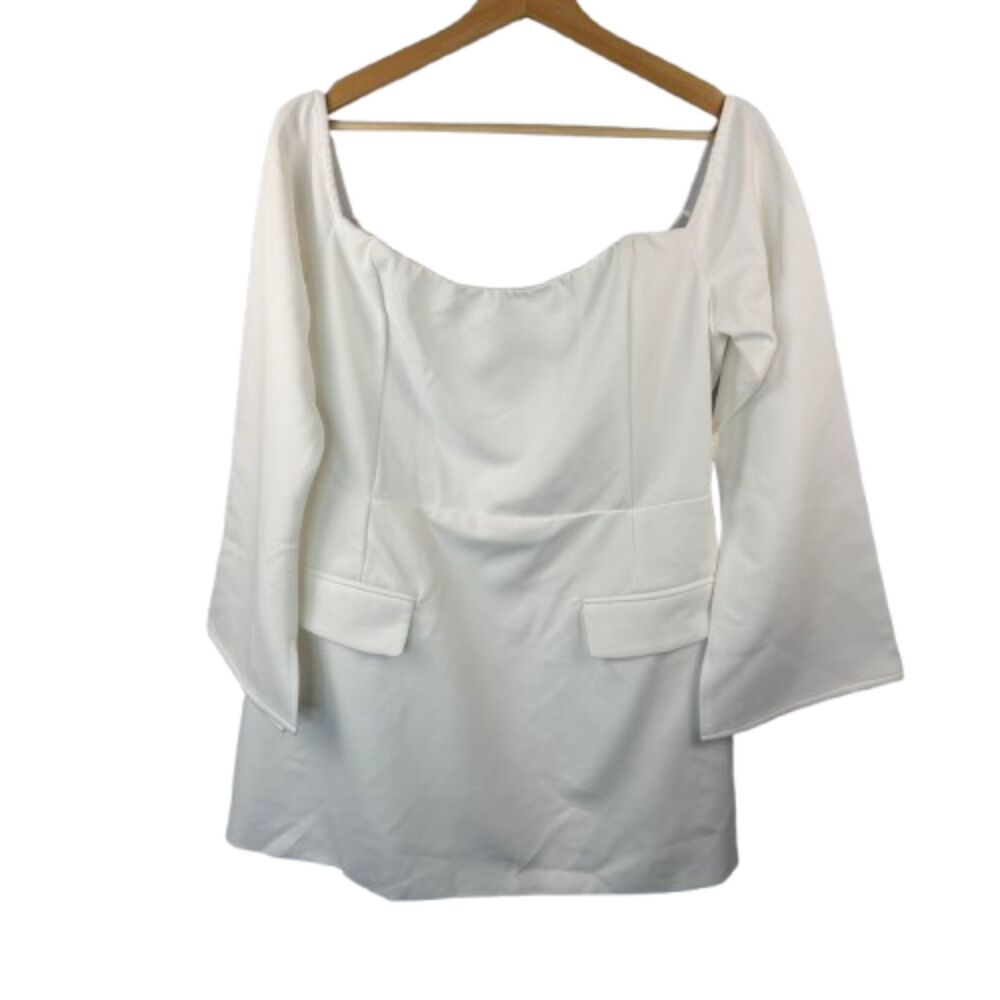 Showpo NWT Nettie Off Shoulder Longsleeve Fit & Flare Mini White Dress Size 16